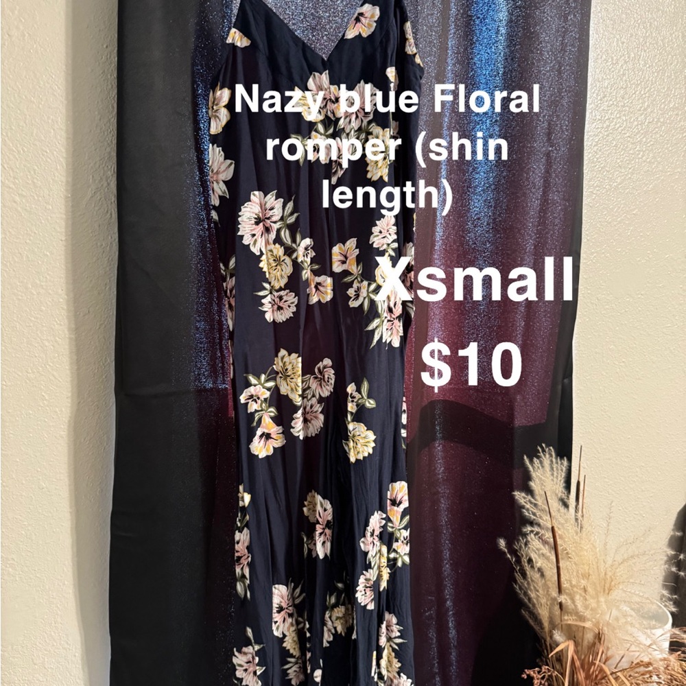Navy Blue Floral Romper - XSmall